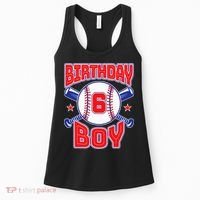 6th Birthday Baseball Big Number Six 6 Year Old Boy Girl Women's Tank Top thumb 0