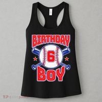 6th Birthday Baseball Big Number Six 6 Year Old Boy Girl Women's Tank Top thumb 3