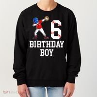 6th Birthday Baseball Big Number Six 6 Year Old Gift Women's Sweatshirt thumb 0