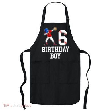 6th Birthday Baseball Big Number Six 6 Year Old Gift Apron