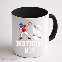 6th Birthday Baseball Big Number Six 6 Year Old Gift Coffee Mug thumb 1