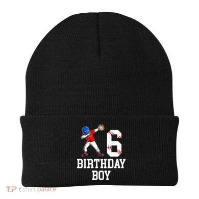 6th Birthday Baseball Big Number Six 6 Year Old Gift Beanie