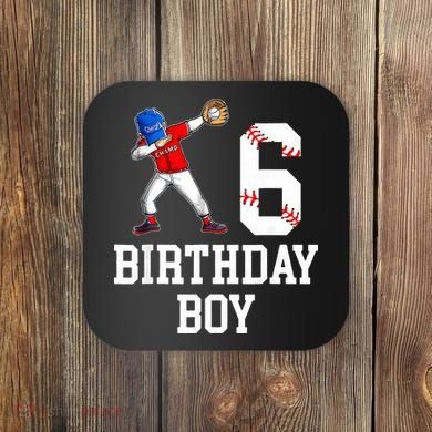 6th Birthday Baseball Big Number Six 6 Year Old Gift Coaster