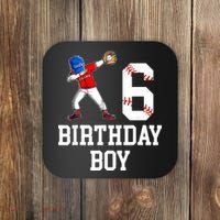 6th Birthday Baseball Big Number Six 6 Year Old Gift Coaster thumb 0