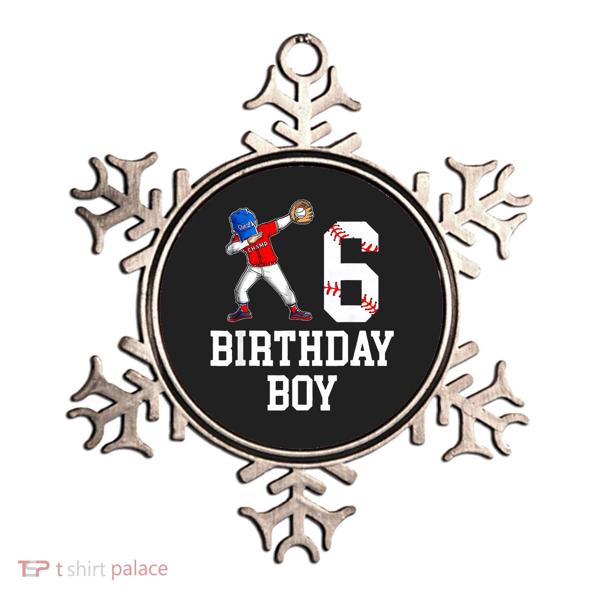 6th Birthday Baseball Big Number Six 6 Year Old Gift Ornament