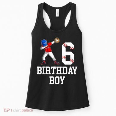 6th Birthday Baseball Big Number Six 6 Year Old Gift Women's Tank Top