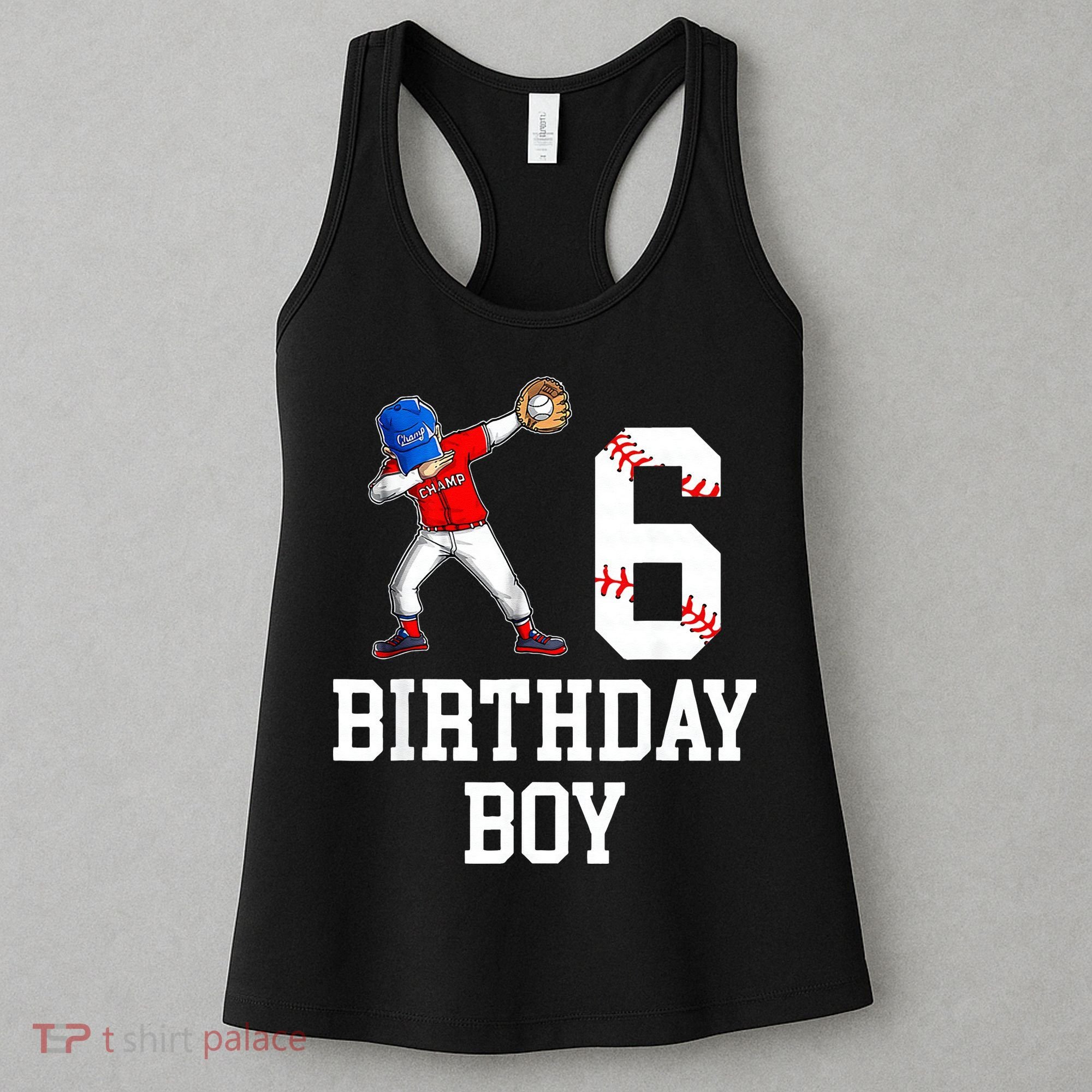 6th Birthday Baseball Big Number Six 6 Year Old Gift Women's Tank Top