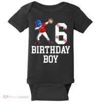 6th Birthday Baseball Big Number Six 6 Year Old Gift Baby Bodysuit thumb 0