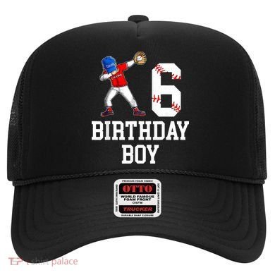 6th Birthday Baseball Big Number Six 6 Year Old Gift Hat