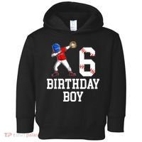 6th Birthday Baseball Big Number Six 6 Year Old Gift Toddler Hoodie thumb 0