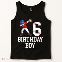 6th Birthday Baseball Big Number Six 6 Year Old Gift Tank Top thumb 2