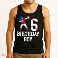 6th Birthday Baseball Big Number Six 6 Year Old Gift Tank Top thumb 3