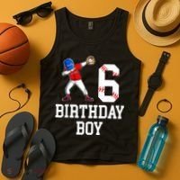 6th Birthday Baseball Big Number Six 6 Year Old Gift Tank Top thumb 4