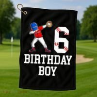 6th Birthday Baseball Big Number Six 6 Year Old Gift Golf Towel thumb 1