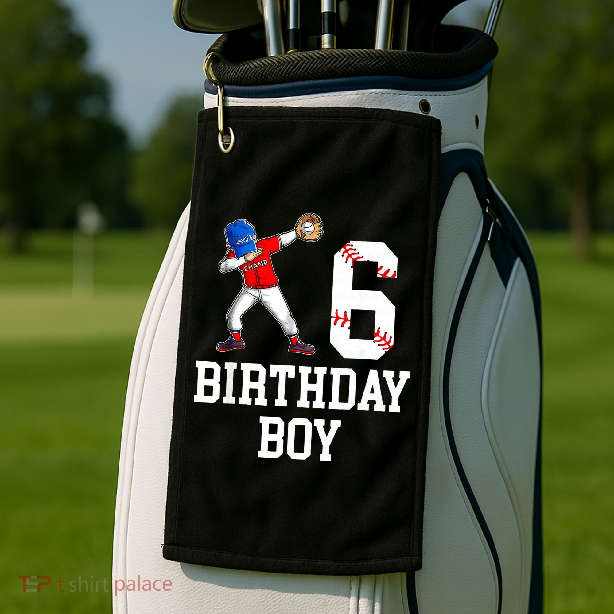 6th Birthday Baseball Big Number Six 6 Year Old Gift Golf Towel