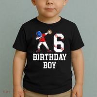 6th Birthday Baseball Big Number Six 6 Year Old Gift Toddler T-Shirt thumb 2