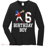 6th Birthday Baseball Big Number Six 6 Year Old Gift Women's Long Sleeve Shirt thumb 0