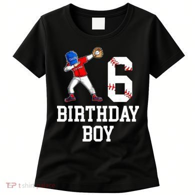 6th Birthday Baseball Big Number Six 6 Year Old Gift Women's T-Shirt