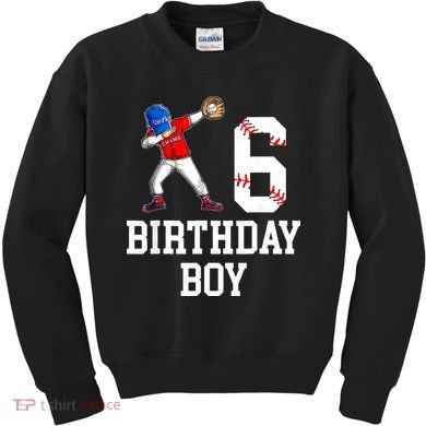 6th Birthday Baseball Big Number Six 6 Year Old Gift Kids Sweatshirt