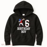 6th Birthday Baseball Big Number Six 6 Year Old Gift Kids Hoodie thumb 0