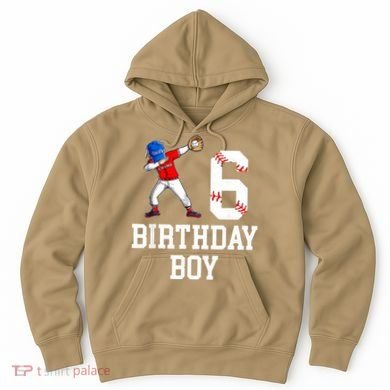 6th Birthday Baseball Big Number Six 6 Year Old Gift Hoodie