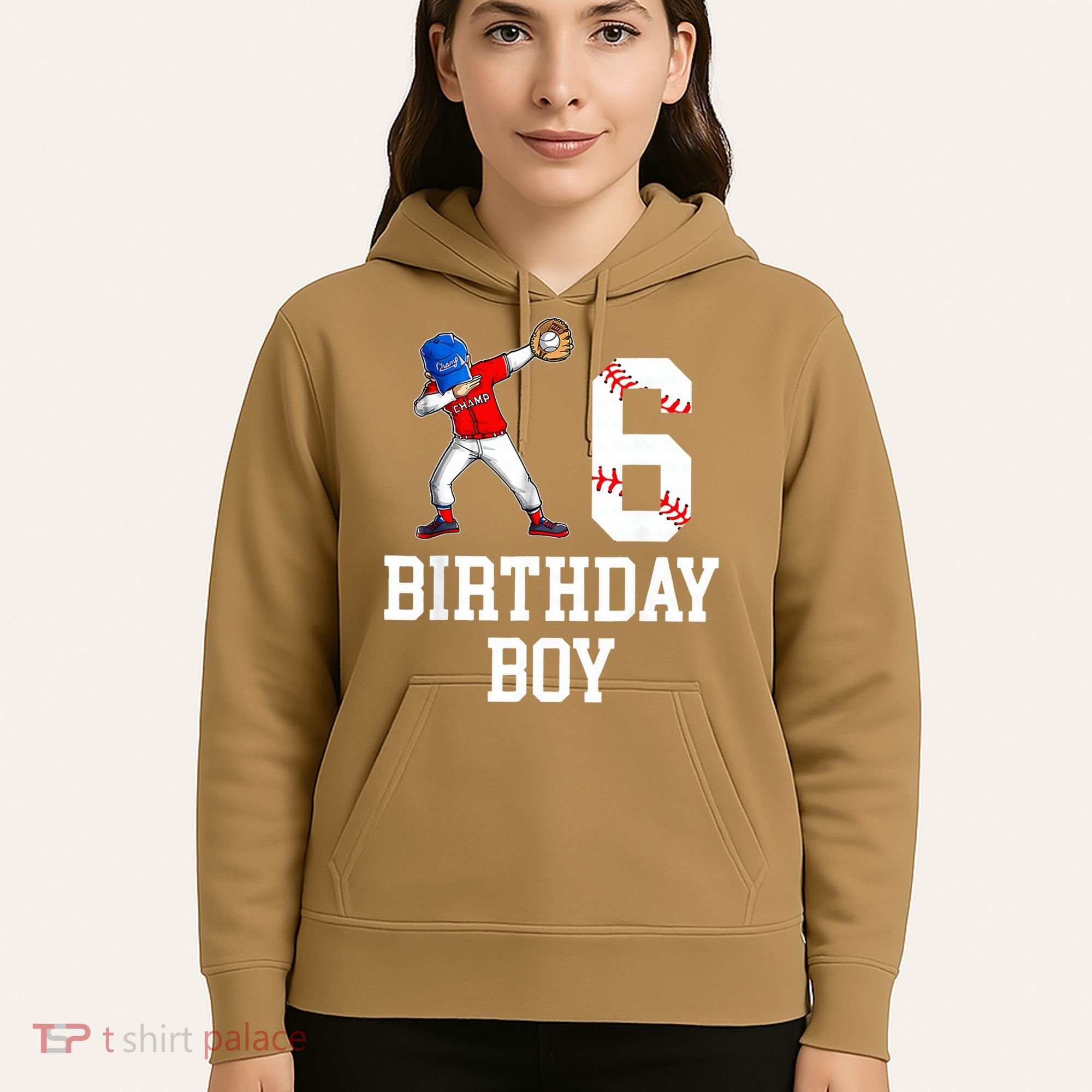 6th Birthday Baseball Big Number Six 6 Year Old Gift Hoodie