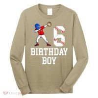 6th Birthday Baseball Big Number Six 6 Year Old Gift Long Sleeve Shirt thumb 0