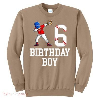 6th Birthday Baseball Big Number Six 6 Year Old Gift Sweatshirt