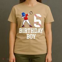 6th Birthday Baseball Big Number Six 6 Year Old Gift T-Shirt thumb 4