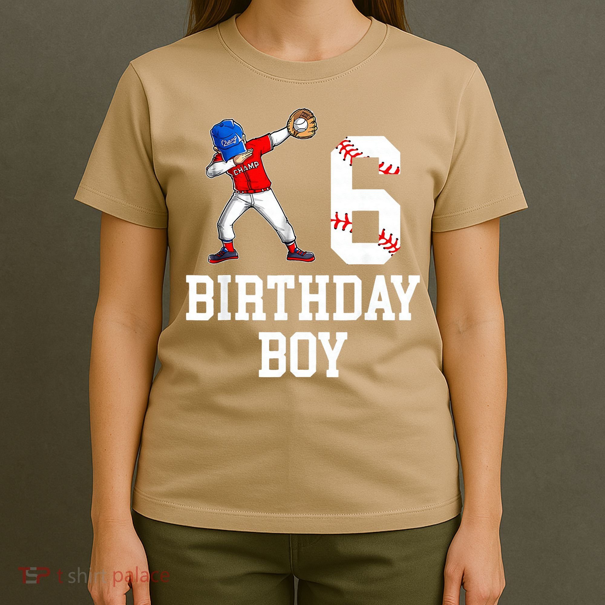 6th Birthday Baseball Big Number Six 6 Year Old Gift T-Shirt