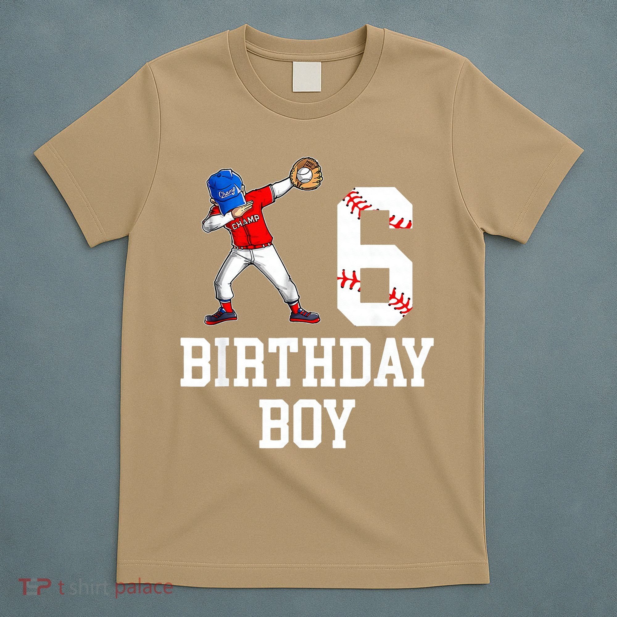 6th Birthday Baseball Big Number Six 6 Year Old Gift T-Shirt