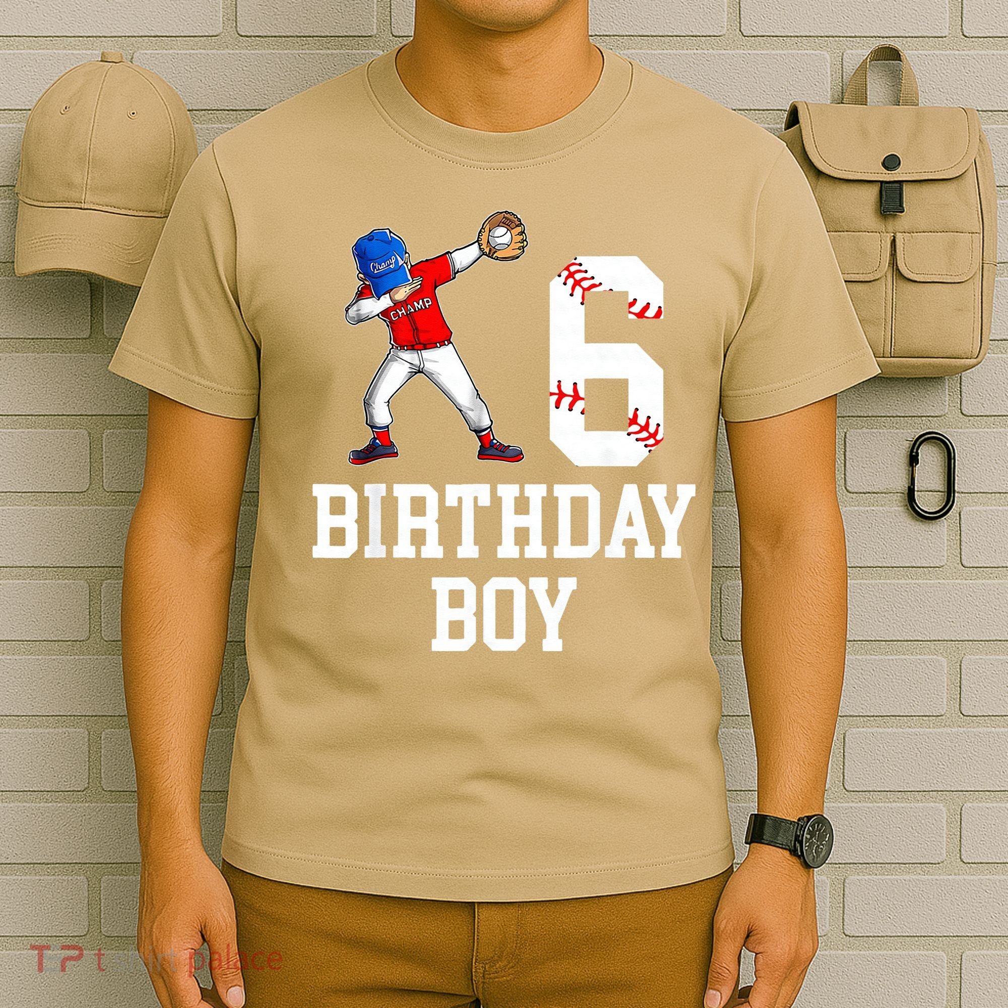 6th Birthday Baseball Big Number Six 6 Year Old Gift T-Shirt