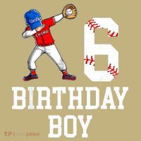 6th Birthday Baseball Big Number Six 6 Year Old Gift T-Shirt thumb 7