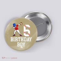 6th Birthday Baseball Big Number Six 6 Year Old Gift Button thumb 0