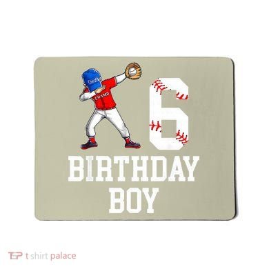 6th Birthday Baseball Big Number Six 6 Year Old Gift Mousepad