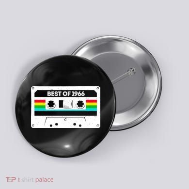 60th Birthday Best Of 1966 Cassette Mix Tape  Button