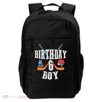 6th Birthday Boy Ice Hockey 6 Years Old Birthday Squad Party Backpack thumb 0