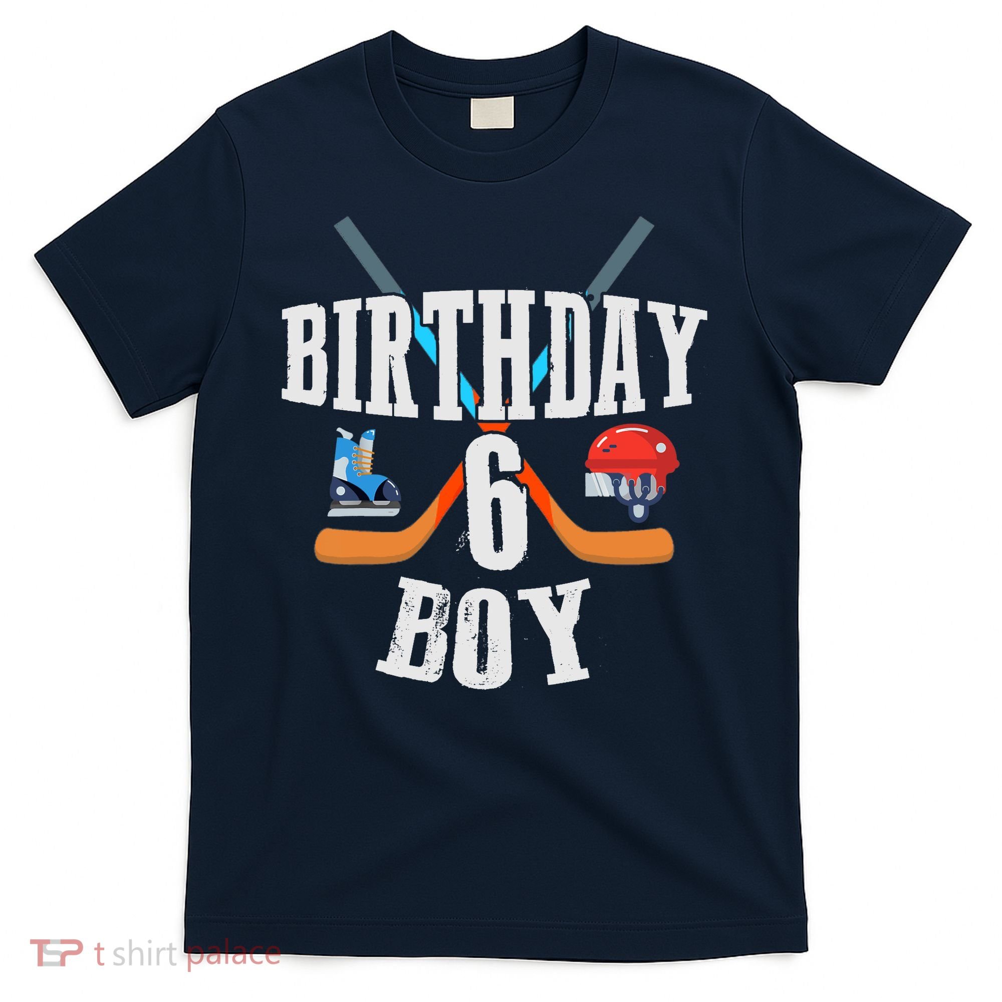 6th Birthday Boy Ice Hockey 6 Years Old Birthday Squad Party T-Shirt