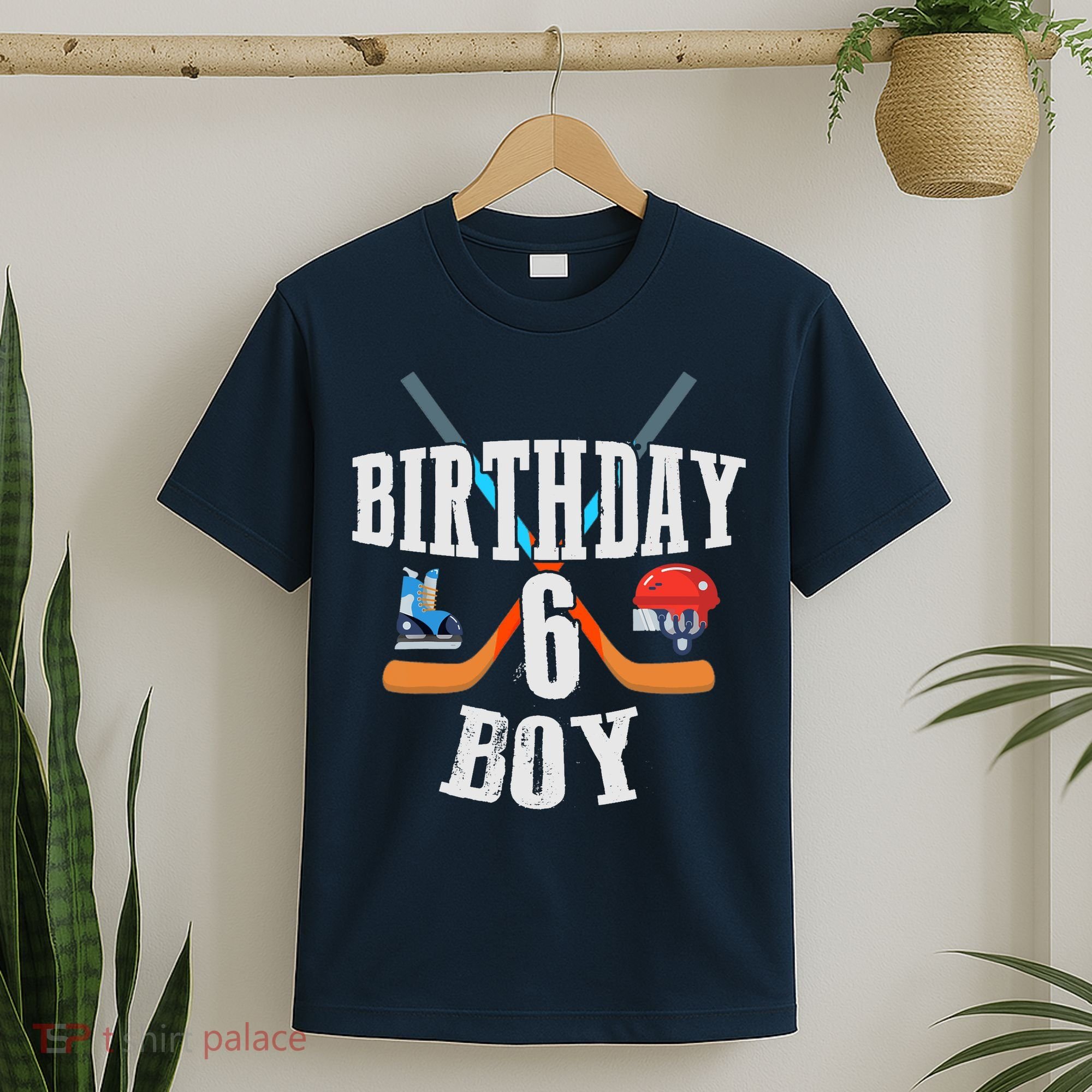 6th Birthday Boy Ice Hockey 6 Years Old Birthday Squad Party T-Shirt