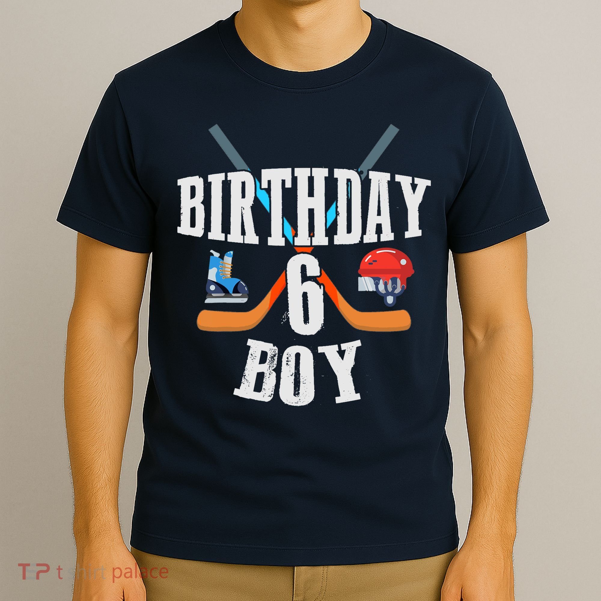 6th Birthday Boy Ice Hockey 6 Years Old Birthday Squad Party T-Shirt