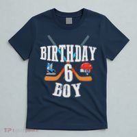 6th Birthday Boy Ice Hockey 6 Years Old Birthday Squad Party T-Shirt thumb 5