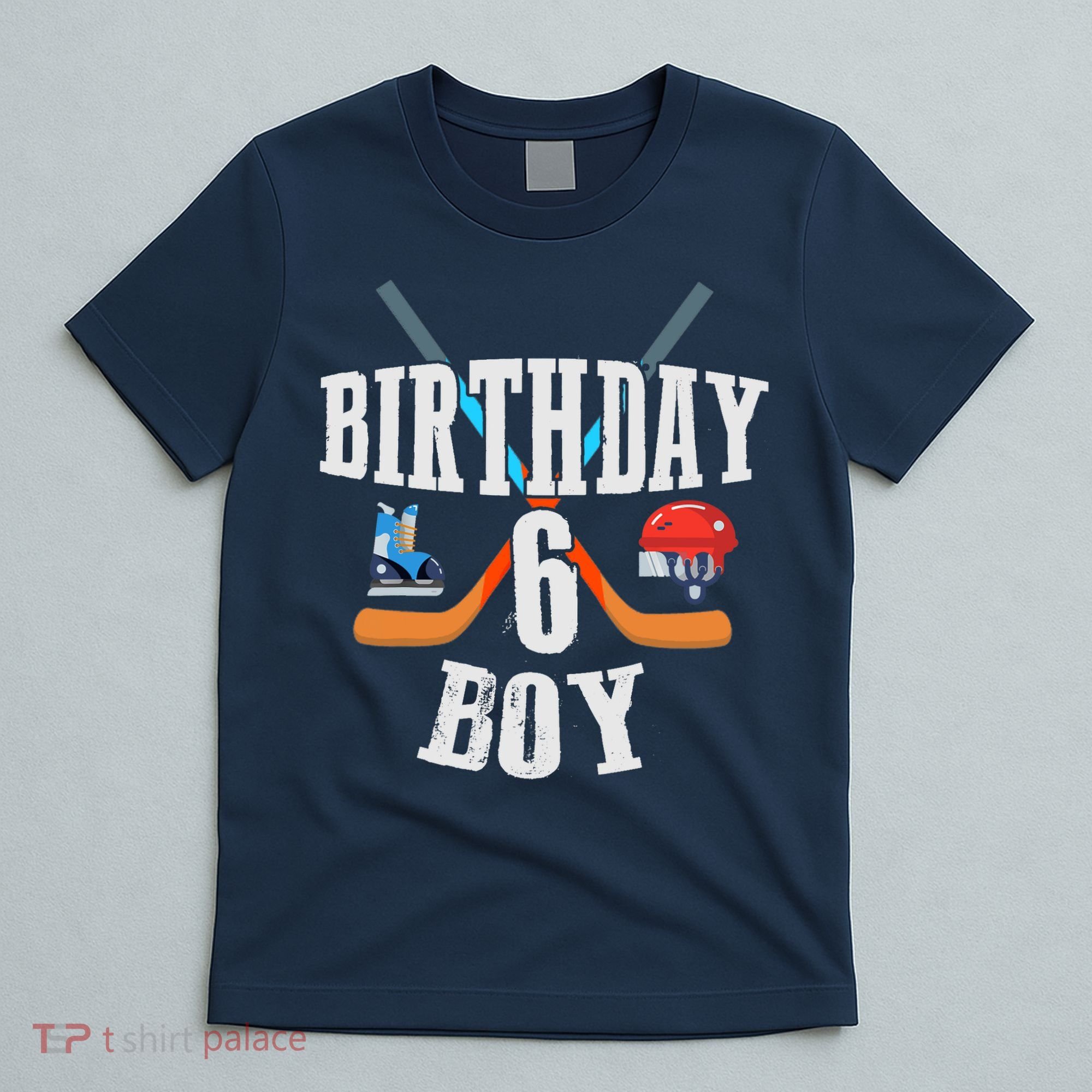 6th Birthday Boy Ice Hockey 6 Years Old Birthday Squad Party T-Shirt