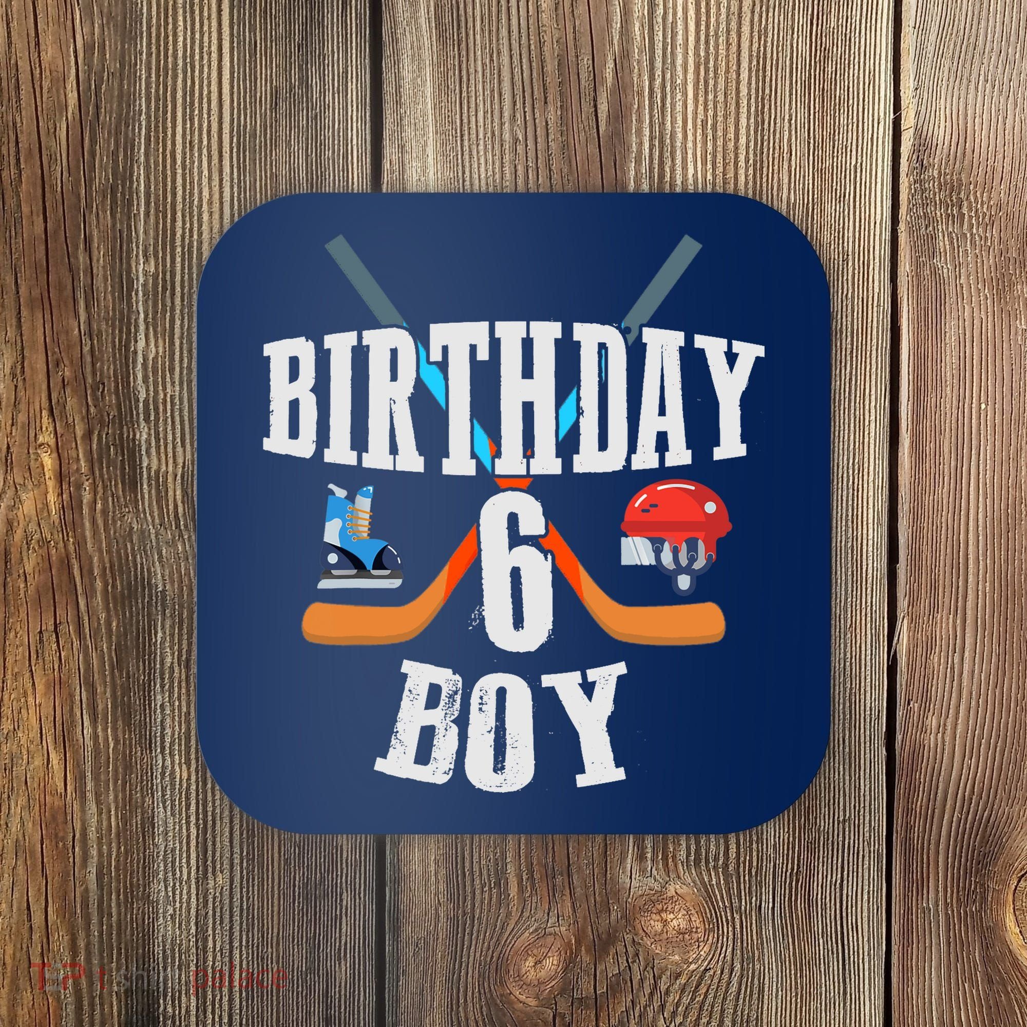 6th Birthday Boy Ice Hockey 6 Years Old Birthday Squad Party Coaster