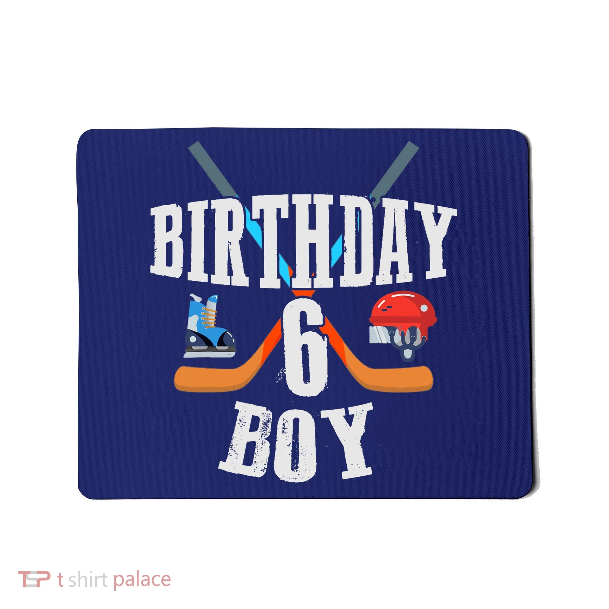 6th Birthday Boy Ice Hockey 6 Years Old Birthday Squad Party Mousepad