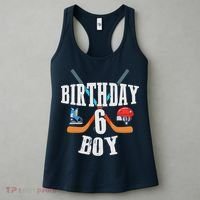 6th Birthday Boy Ice Hockey 6 Years Old Birthday Squad Party Women's Tank Top thumb 3