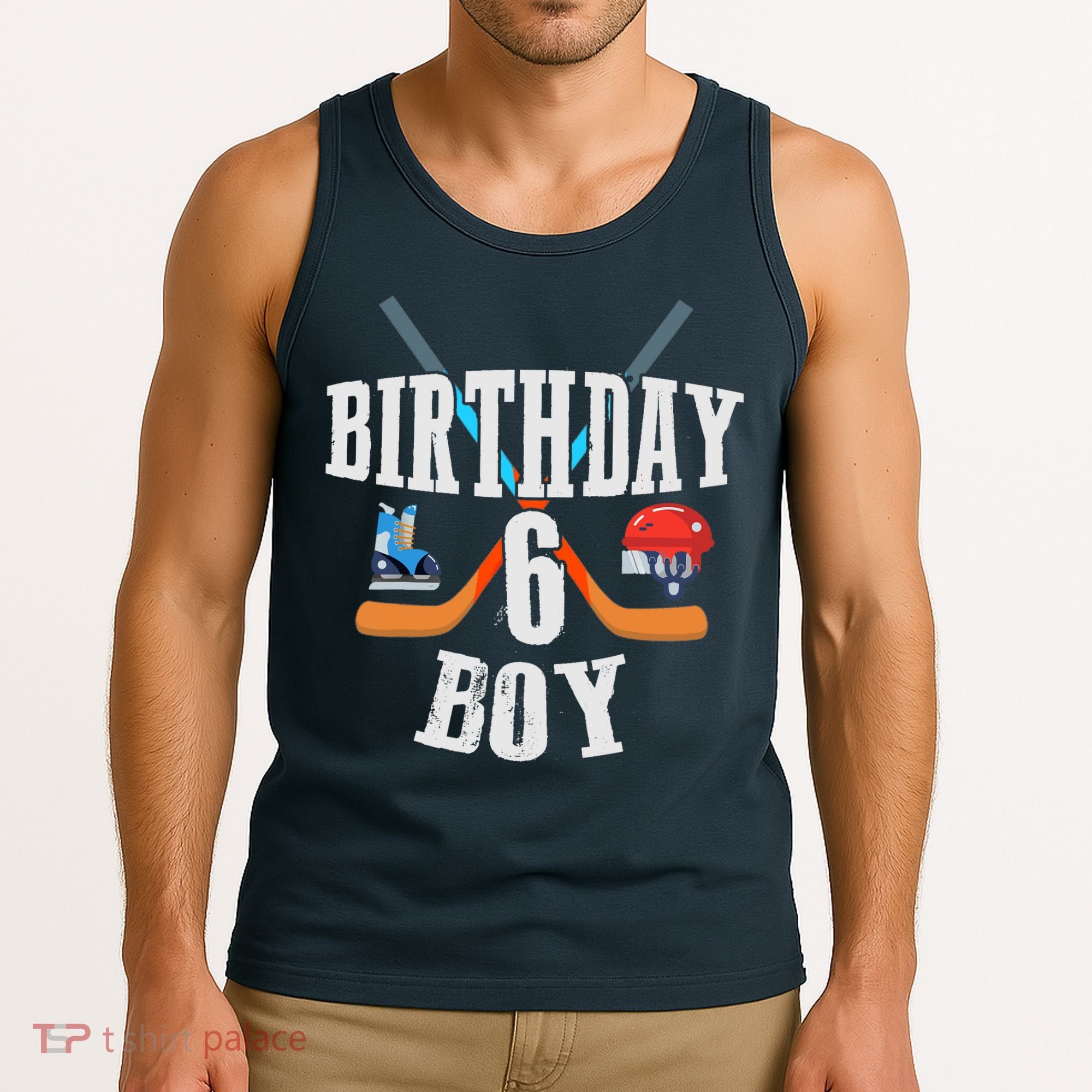 6th Birthday Boy Ice Hockey 6 Years Old Birthday Squad Party Tank Top