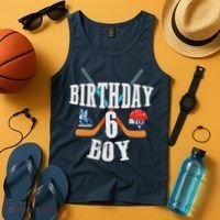 6th Birthday Boy Ice Hockey 6 Years Old Birthday Squad Party Tank Top thumb 4