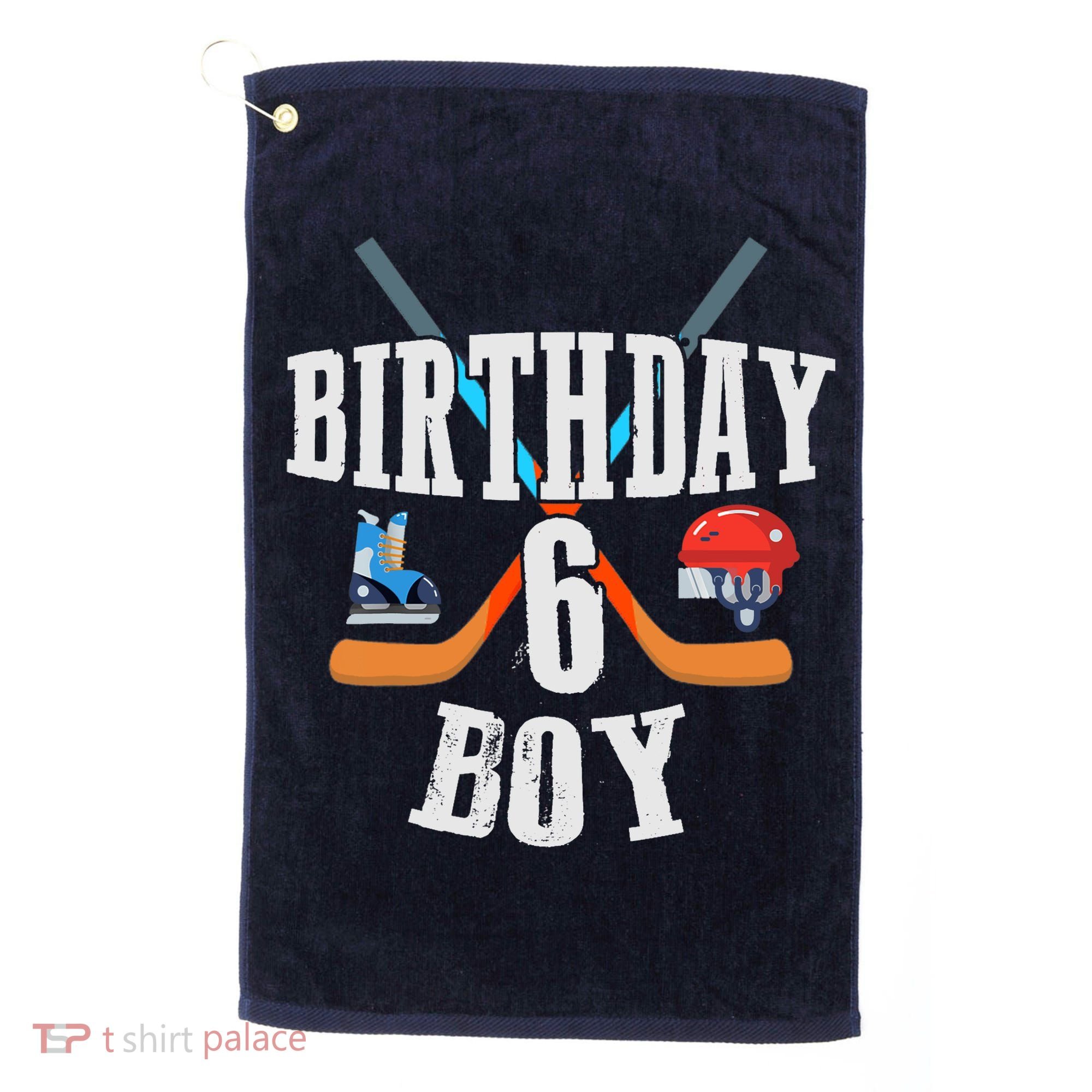 6th Birthday Boy Ice Hockey 6 Years Old Birthday Squad Party Golf Towel