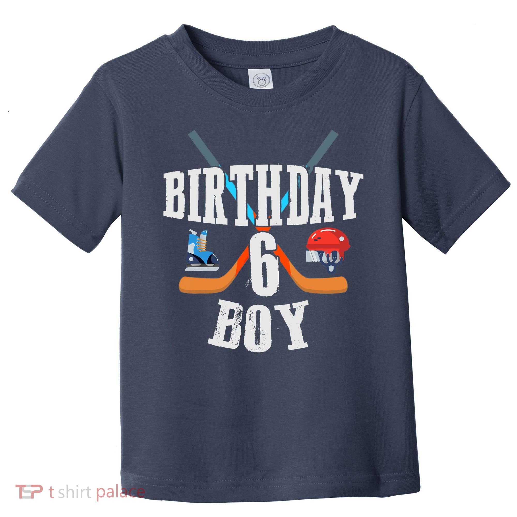 6th Birthday Boy Ice Hockey 6 Years Old Birthday Squad Party Toddler T-Shirt