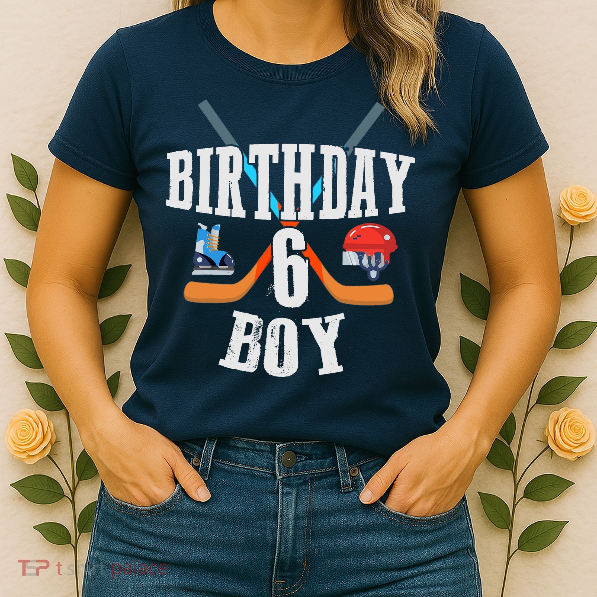 6th Birthday Boy Ice Hockey 6 Years Old Birthday Squad Party Women's T-Shirt